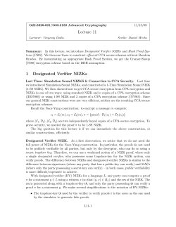Lecture 11 1 Designated Verifier NIZKs