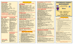 Menu - Eastridge family restaurant"the Original"1925 East Ridge Rd