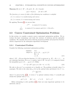 2.3 Convex Constrained Optimization Problems