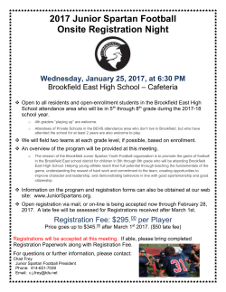 2017 Junior Spartan Football Onsite Registration Night Wednesday