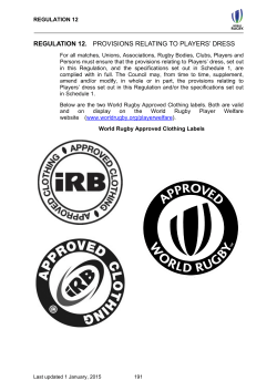 regulation 12. provisions relating to players` dress
