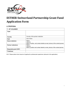 ESTHER Switzerland Partnership Grant Fund Application Form
