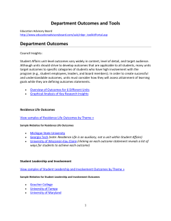 Department Outcomes and Tools Department Outcomes
