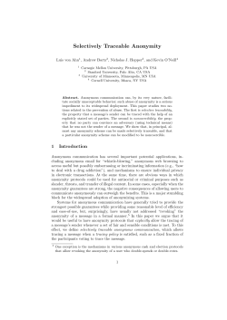 Selectively Traceable Anonymity - Privacy Enhancing Technologies