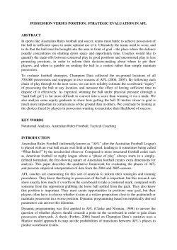 POSSESSION VERSUS POSITION