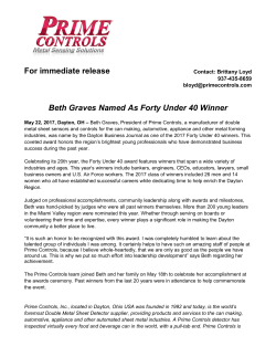For immediate release Beth Graves Named As Forty Under 40 Winner