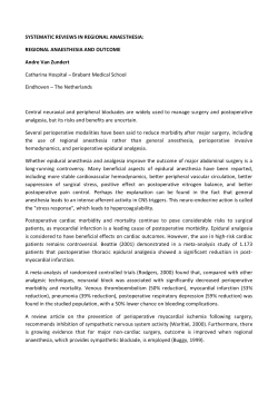 SYSTEMATIC REVIEWS IN REGIONAL ANAESTHESIA
