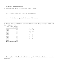 Section 5.1: Inverse Functions 1. Let h