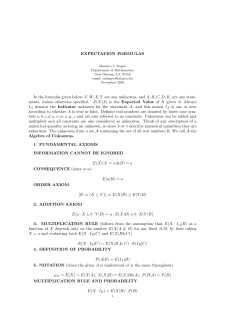 EXPECTATION FORMULAS In the formulas given below, U, W, X, Y