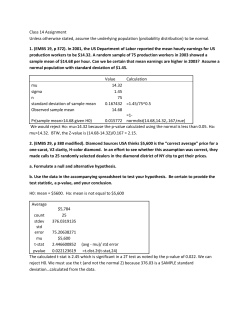 Class 14 Assignment Unless otherwise stated, assume the
