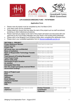 LIFE SCIENCES BRIDGING FUND &ndash; PATHFINDER Application