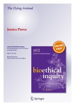 The Dying Animal - Jessica Pierce, PhD.