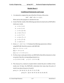 Matlab Sheet 4 Conditional Statements and Loops
