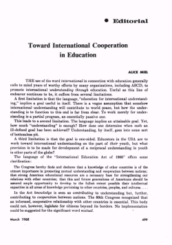 Toward International Cooperation in Education