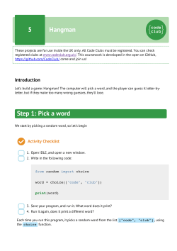 Hangman 5 Step 1: Pick a word