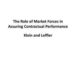 The Role of Market Forces in Assuring Contractual Performance