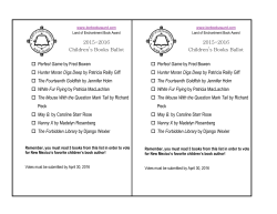 2015-2016 Children`s Books Ballot Perfect Game by Fred Bowen