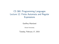 CS 360: Programming Languages Lecture 12: Finite Automata and