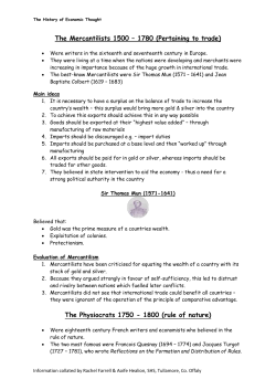 Hist of Economic Thought Summary