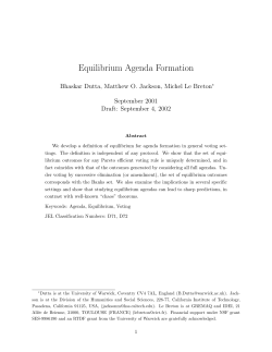 Equilibrium Agenda Formation - Wallis Institute of Political Economy