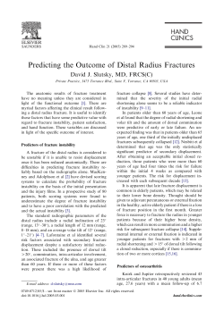 Predicting the Outcome of Distal Radius Fractures