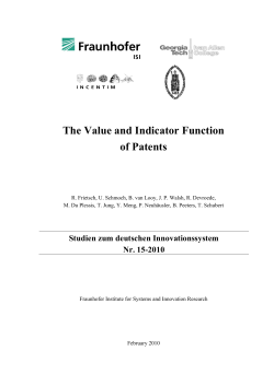 The Value and Indicator Function of Patents