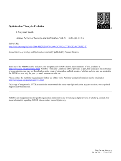Optimization Theory in Evolution J. Maynard Smith Annual Review
