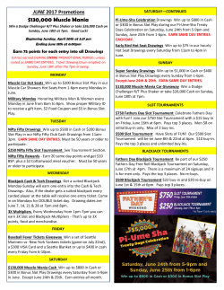 JUNE 2017 Promotions $130000 Muscle Mania