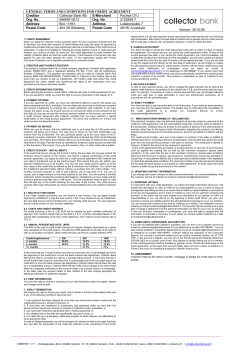 General Terms And Conditions For Credit Agreement