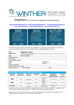 A business service from Winther Wireless AB. Orderform for an ad