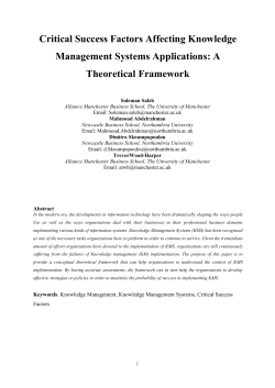 4. Critical Success Factors (CSFs) Affecting Knowledge Management