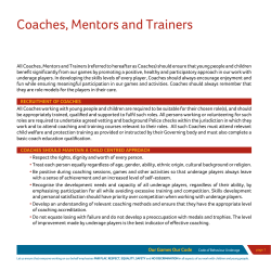 Coaches, Mentors and Trainers