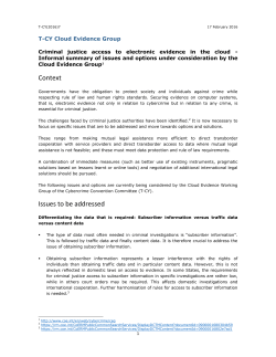 Criminal justice access to electronic evidence in the cloud