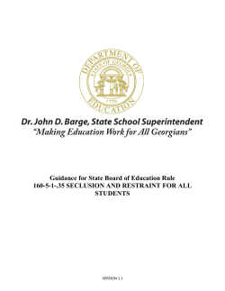 Guidance for Seclusion and Restraint for All Students