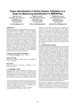 Player identification in online games: validation of a scale for