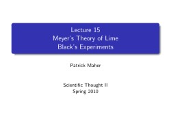 Lecture 15 Meyer`s Theory of Lime Black`s Experiments