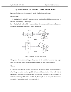 Hydraulics Lab - ECIV 3122 Experiment (2): Buoyancy Exp. (2