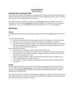 Simplex Method Standard Max and Standard Min Maximizing