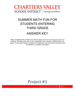 Answer Key- Math Fun- Entering 3rd Grade