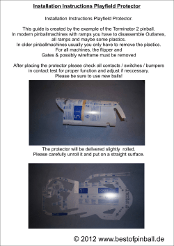Installation Instructions Playfield Protector