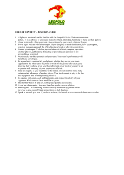 CODE OF CONDUCT - JUNIOR PLAYERS 1 All players must read