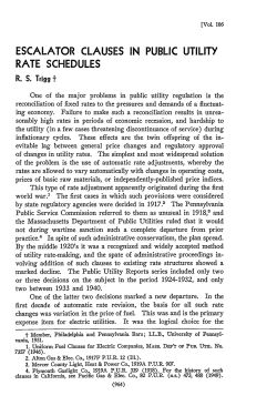 Escalator Clauses in Public Utility Rate Schedules