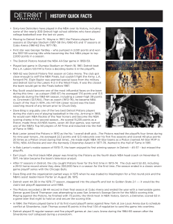 Pistons Detroit history info sheet
