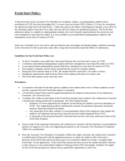 Fresh Start Policy - Central Connecticut State University