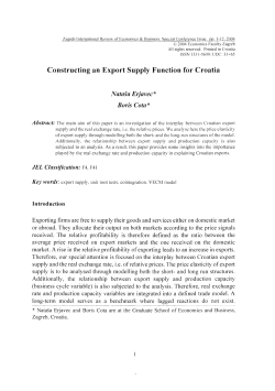 Constructing an Export Supply Function for Croatia