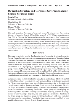 Ownership Structure and Corporate Governance