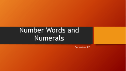Number Words and Numerals - Killingly Public Schools