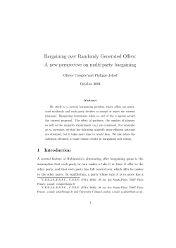 Bargaining over Randomly Generated Offers: A new perspective on