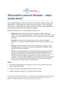 Alternative Concert Formats - What Works Best