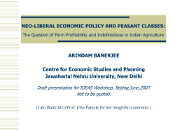 NEO-LIBERAL ECONOMIC POLICY AND PEASANT CLASSES: The